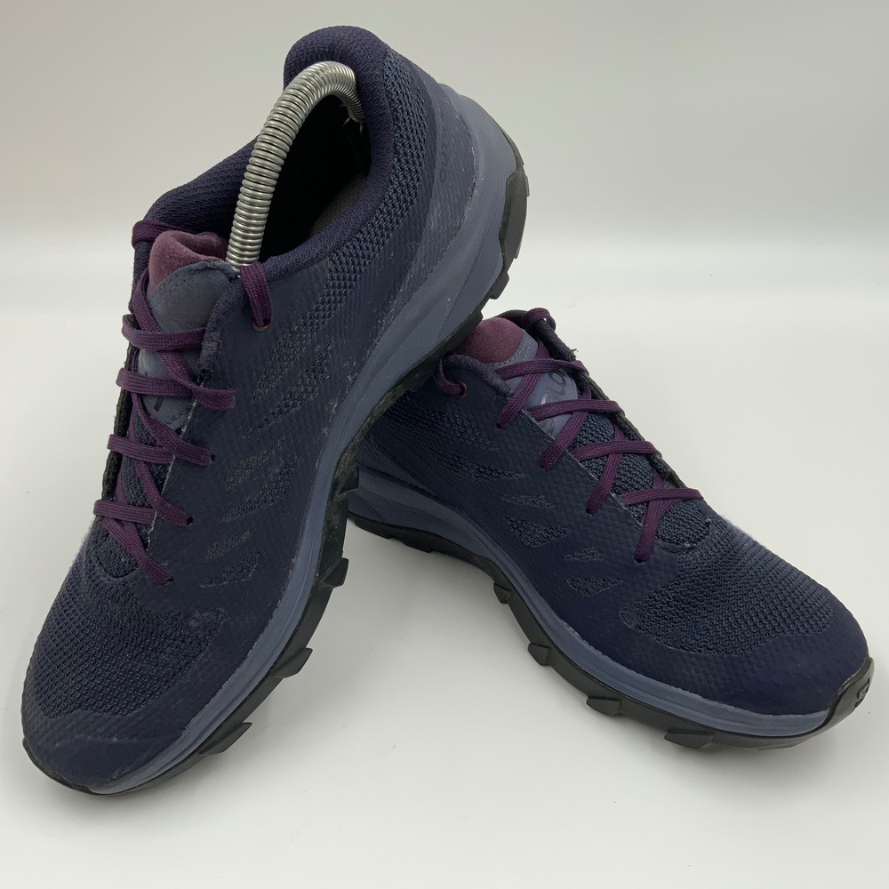Salomon Outline Women Navy Purple Trail Running Hiking Shoes Low Top Sneaker